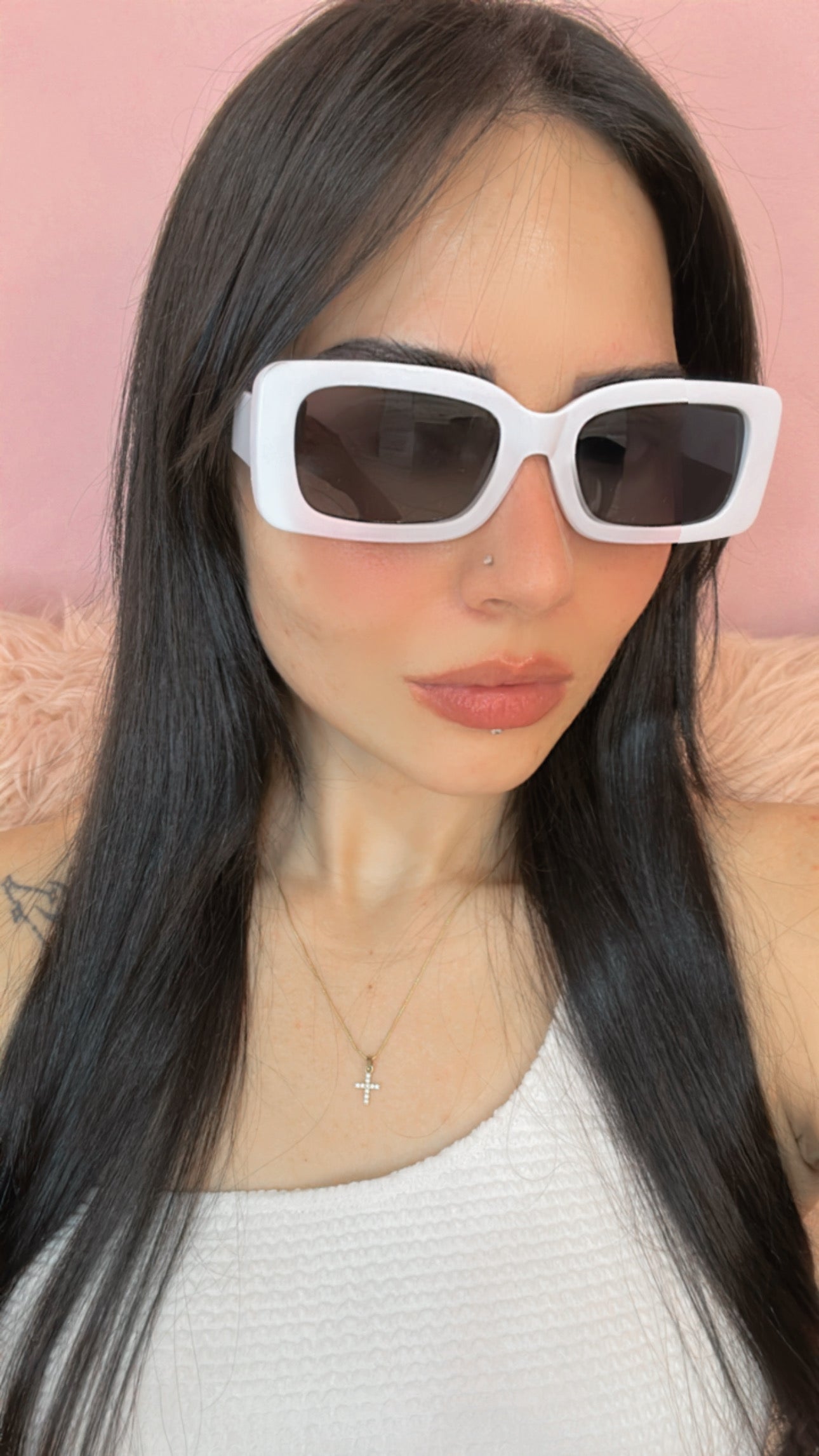 Bold Rectangle Sunglasses - Blanco