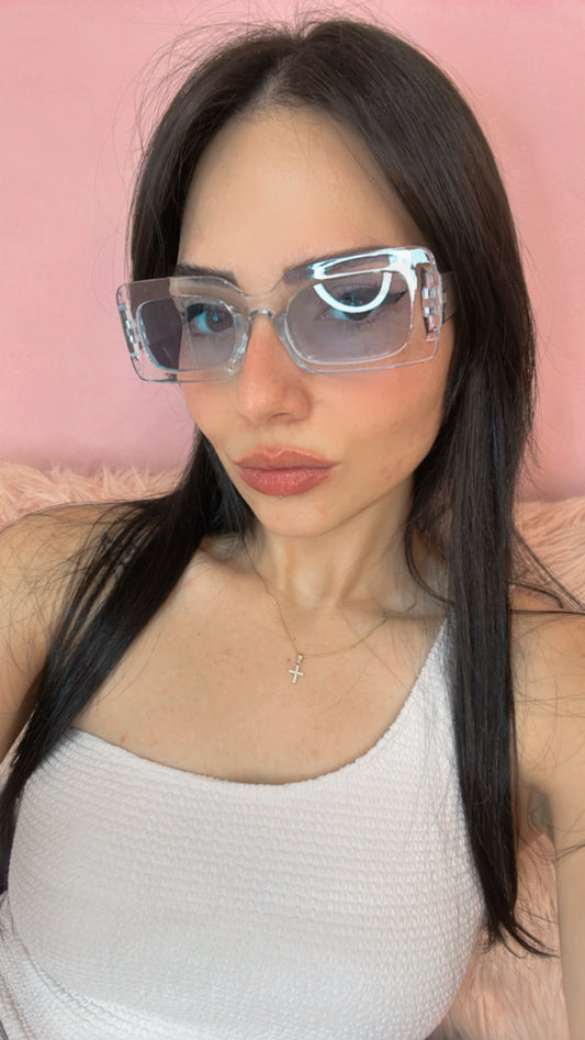 Bold Rectangle Sunglasses - Azul Trasluscido