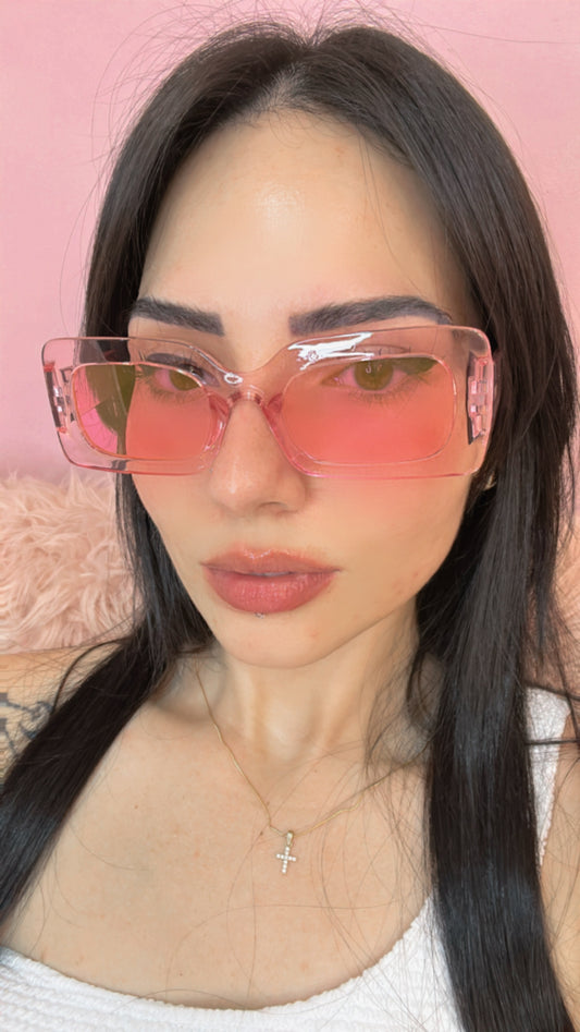 Bold Rectangle Sunglasses - Rosa Trasluscido