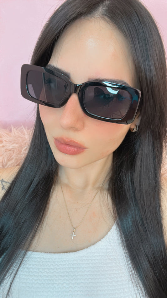 Bold Rectangle Sunglasses - Negro