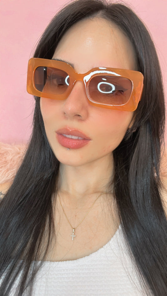 Bold Rectangle Sunglasses - Naranja
